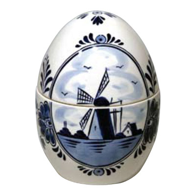 Egg-Shaped Delft Blue Box, 5.5H