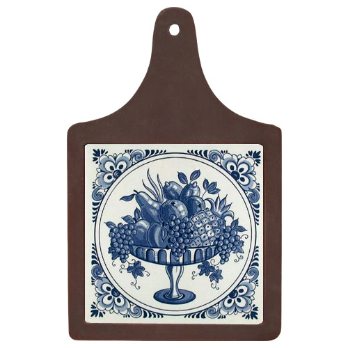 Cheeseboard w/ Delft-Blue Tile - Fruit Platter with Fancy Border