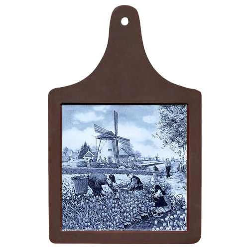 Cheeseboard w/ Delft-Blue Tile - Tulip Pickers