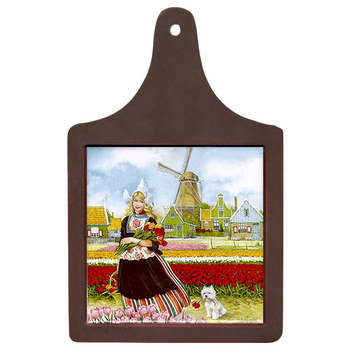 Cheeseboard w/ Color Tile - Tulip Girl