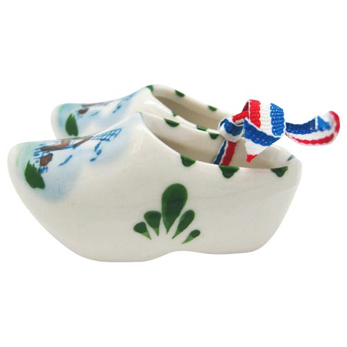 Pair of Colored Delft Blue Ceramic Clog Shoes, 2.75L, photo-1