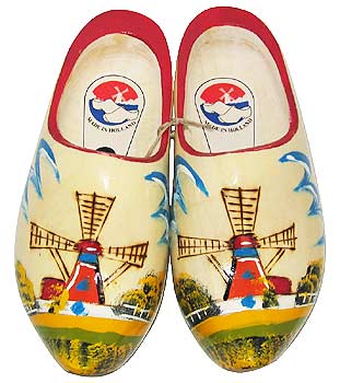 Decorated Dutch Wooden Clogs, Adults Size 7