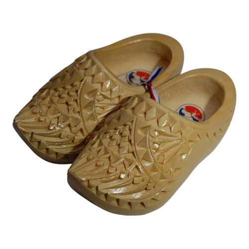 Carved Wooden Clog Shoes, Infant Size 6-7