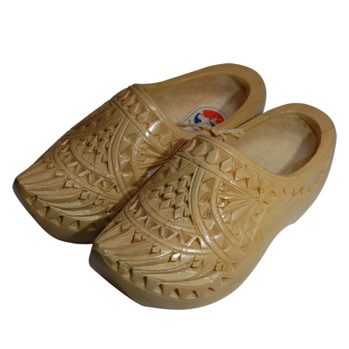 Carved Wooden Clog Shoes, Children Size 13