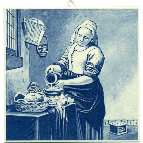 The Milkmaid, Dutch Delft Tile 6