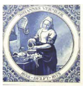 The Milkmaid, in a Circle, Dutch Delft Tile 6