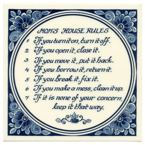 Moms House Rules, Dutch Delft Tile 6