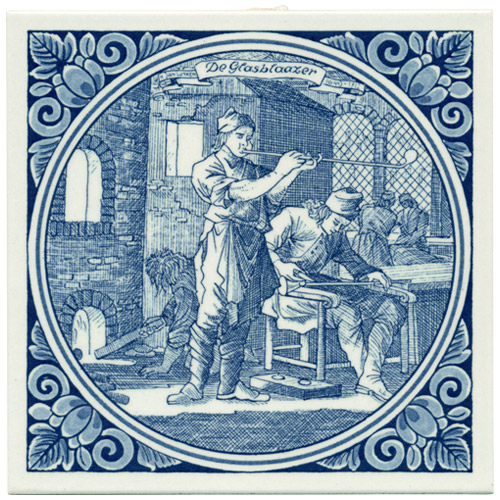 Glasblaazer / Glass Blower, Dutch Delft Tile 6