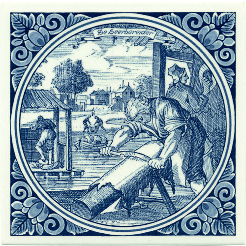 Leerbereider / Leather Tanner, Dutch Delft Tile 6