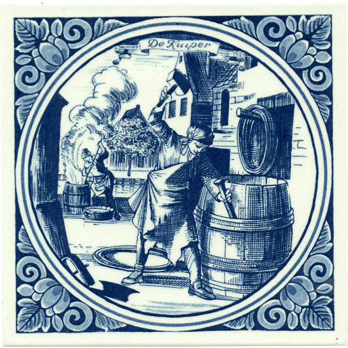 Kuiper / Barrelmaker, Dutch Delft Tile 6