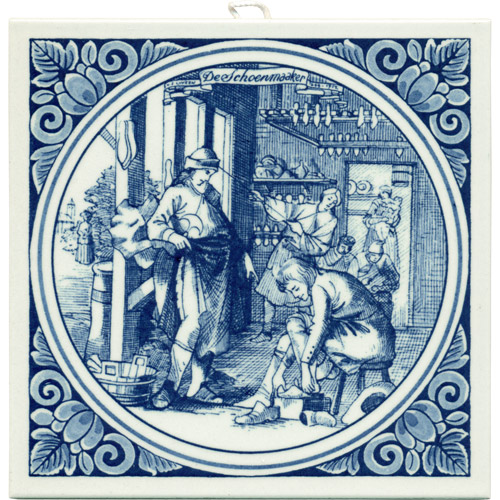 Schoenmaaker / Shoemaker, Dutch Delft Tile 6