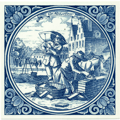 Metselaar / Bricklayer, Dutch Delft Tile 6