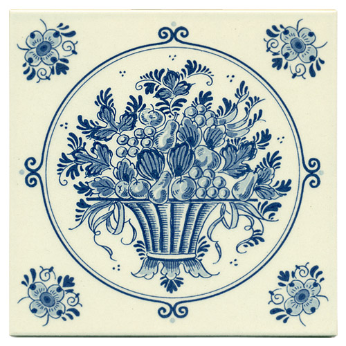 Fruit Basket, Dutch Delft Tile 6