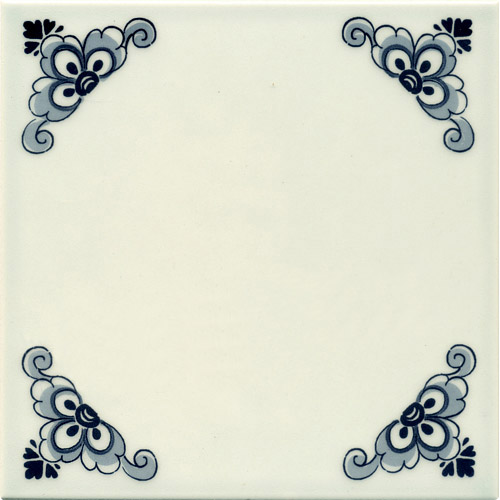 Field Tile, Plain with Corner Design, Dutch Delft Tile 6