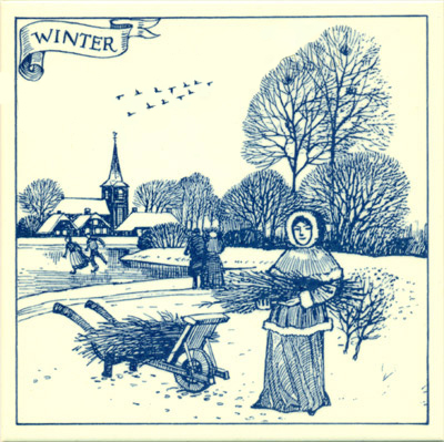 6 Dutch Tile - Winter Scene
