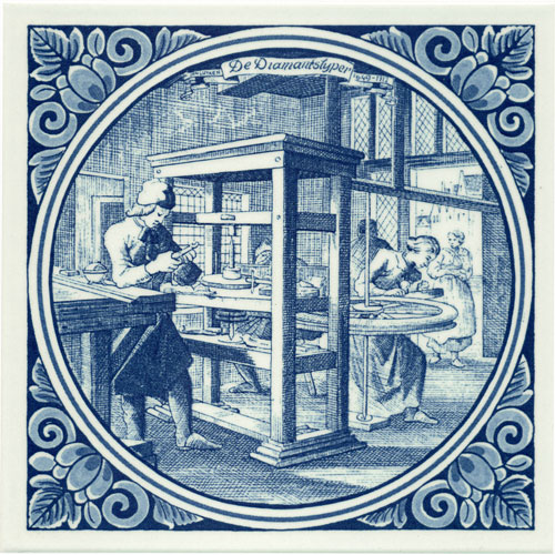 Diamantslyper / Diamond Cutter, Dutch Delft Tile 6