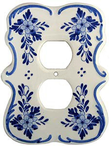 Delft Blue Double Outlet Cover Plate