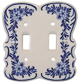 Delft Blue Double-Switch Cover Plate