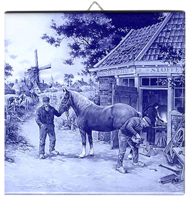 Dutch Tile, Delft Blue Blacksmith