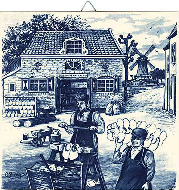 Dutch Tile, Antique Delft Blue Clogmaker