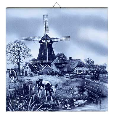 Dutch Tile, Delft Blue 4 Seasons - Spring