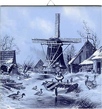 Dutch Tile, Delft Blue 4 Seasons - Winter