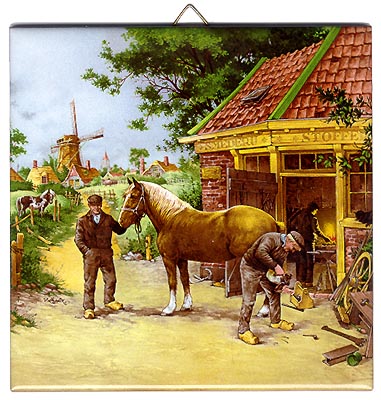 Dutch Tile with Color - Blacksmith, 6