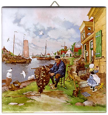 Dutch Tile with Color - Fisherman, 6