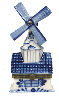 Delft Blue Decorative Windwill, Trinket Box