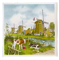 3 Windmill Color Tile, Refrigerator Magnet