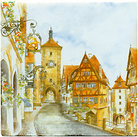 Rothenburg ob der Tauber Color Tile, Refrigerator Magnet - 3