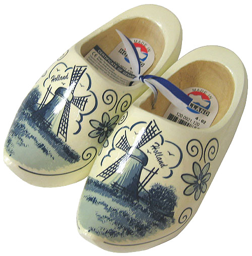 Blue Wooden Clog Shoes, Adults Size 6-7
