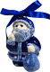 Deflt Blue Santa Christmas Ornament, 3.25H