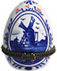 Egg-Shaped Delft Blue Trinket Box, 3.5 H