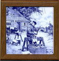 Tile with Frame, Delft Blue Clogmaker, 7.5