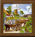 Tile Trivet, Delft Blue Milkman, 7.5