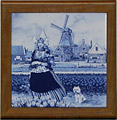 Tile with Frame, Delft Blue Tulip Girl, 7.5