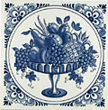 Dutch Tile, Fruit Platter with Fancy Border, 6