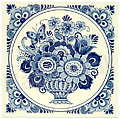 Flower with Butterfly, Dutch Delft Tile 6