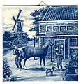 Dutch Tile, Antique Delft Blue Blacksmith