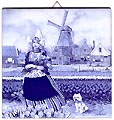 Dutch Tile, Delft Blue Tulip Girl