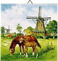 Dutch Tile, Windmill with Horses, 6