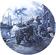 Decorative Plate, Delft Blue Fisherman 7.5D