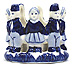 Delft Blue Votive Candle Holder - Children in a Circle, 2.5H