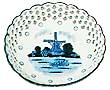 Delft Blue Windmill Round Dish with Cut Work, 7