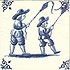 2 Mini Tile Magnet, Antique Delft Blue Children Scene