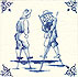 2 Mini Tile Magnet, Antique Delft Blue Children Scene