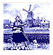 3 Tulip Girl Blue Tile, Refrigerator Magnet