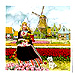 3 Tulip Girl Color Tile, Refrigerator Magnet