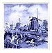 3 Windmill Tile with Magnet-Blue